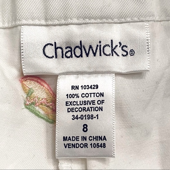 NWOT Chadwick’s White Cotton Cargo Skirt Skort Women’s 8 Quirky Fun Flip Flops - Picture 2 of 7